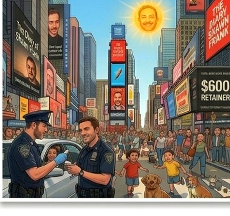 Cartoon Times Square — the words out in the world